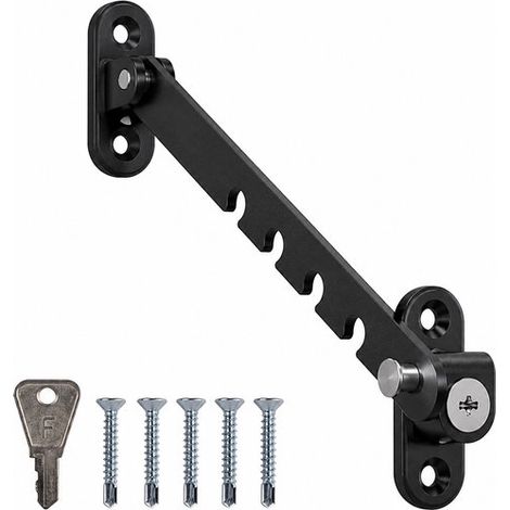 Compas de fenêtre – Limiteur d’ouverture – 5 positions réglables – Acier inoxydable – 18,2 cm – Anti-claquement (1/5)