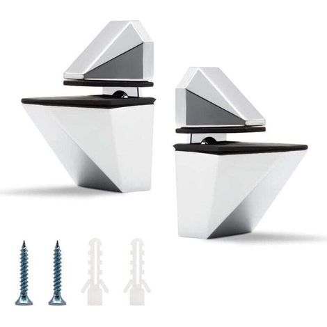 Ensemble de deux clips en verre, support d'étagère en verre réglable, clip pour miroir de salle de bain, convient aux étagères de 3 à 20 mm d'épaisseur (argent).