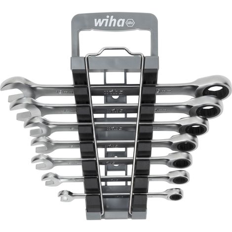 Wiha Juego de llaves de boca con carraca angular 8 unid. con soporte (45244)