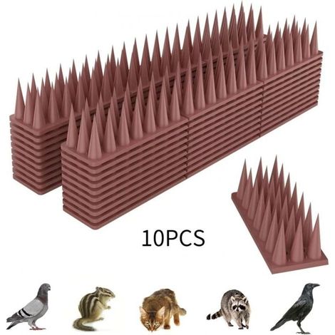 Pic Anti Pigeon Plastique, 20 Pices Rpulsif Piege, Anti Oiseaux pour Chats Moineaux, pour Balcon Fentre, Respectueux des Animaux Pique (Marrn) (1/4)