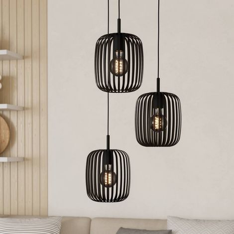 [GEBRAUCHT] B-Ware Eglo Hängeleuchte Romazzina Hängelampe Deckenlampe ø 46 Cm Schwarz 3 Flg. Stahl