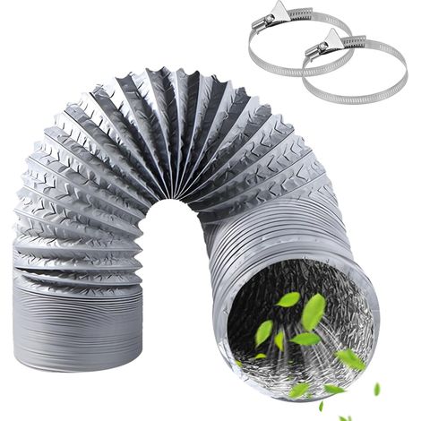 Condotto di uscita dell'aria flessibile da 3 m, tubo dell'aria da 100 mm con 2 morsetti, tubo flessibile in acciaio, alluminio e PVC per estrattore d'aria, aria condizionata, asciugatrice, condotti de (1/3)