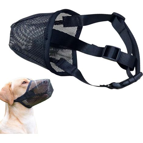 Muselière pour Chiens,Museliere Anti-Aboiements et Anti-Morsures pour Chien avec Sangles, Masque Respirant Sécurité et Réglable Confort Muselière Chien pour Petit Moyen Grand Chien,Noir,Taille L (1/5)