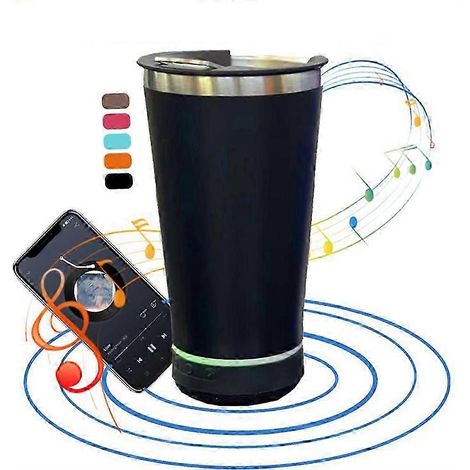 Gobelet isotherme Bluetooth 473 ml (16 oz), Mug musical personnalisé, Bouteille d'eau/Chope à bière en acier inoxydable de qualité alimentaire, Cadeau pour hommes et femmes