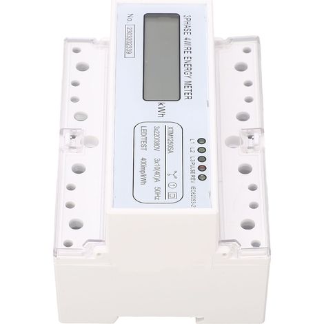 Compteur d'énergie triphasé à 4 fils avec affichage LCD 7 chiffres : mesure de tension, puissance et courant (voltmètre, ampèremètre), 3 x 220 V/380 V. (1/5)
