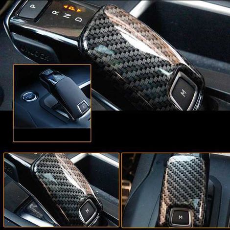 One carbon fiber + black ABS carbon fiber gear shift lever gear cover sticker for car interior accessories. (1/4)