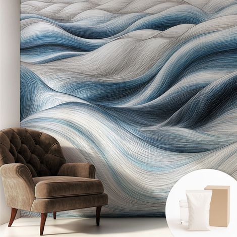 Tapete Dekorative Vliestapete mit Klebe für Wand - Mustertapete - moderne Einrichtung - für Büro Sanfte Wellen 250x250 cm (1/5)