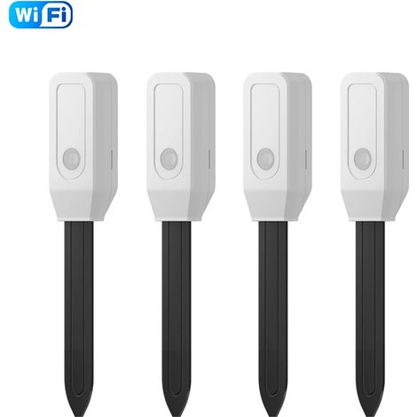 (Lot de 4) Testeur de sol Tuya Wifi : capteur d'humidité, de température et d'humidité, hygromètre sans fil pour plantation, jardin et pelouse en pot. (1/4)