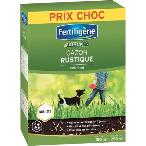 Semences Gazon Rustique Universel 3,75 kg - Premières pousses en 1 semaine - Résiste aux piétinements - Tous types de terrains - Pour 150m² de création et 250m² de regarnissage (1/5)