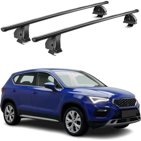 OMAC Stahl Dachträger Querträger Seat Ateca 2016-2026 – TÜV / DIN 75302:2019 – Abschließbar – Max. 75 kg – 2 Stangen – Schwarz (1/5)
