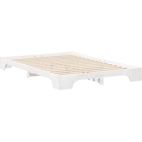 Lit double,Lit adulte,Cadre de lit surélevé avec stockage Blanc 140 x 210 cm bois CFW5504005 (1/5)