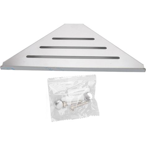 Étagère d'angle de douche, triangulaire à un seul niveau, en acier inoxydable, porte-shampoing, perforée, rangement optimisé (1/5)