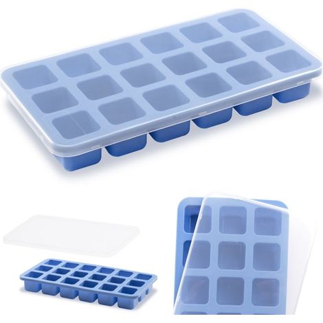 Bandeja de silicona para cubitos de hielo con tapa, 18 minicubitos (1/4)