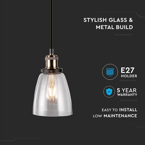Lámpara de colgas LED Vintage de cristal y metal con portalà¡mparas E27 (60 W máximo) Color transparente (1/5)