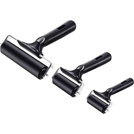 Set of 3 rubber rollers 6cm/10cm/15cm Rubber pressure roller For ink pad, printing, wallpaper, crafts (1/5)
