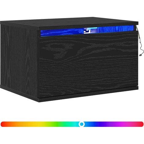 Maison Exclusive - Mobiletto da comodino a parete Rovere Nero 50 x 36 x 30 cm