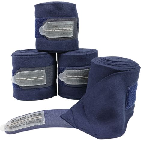 EQuest Fleece Bandage Act-Line für Pferde, 4er Set - Navy