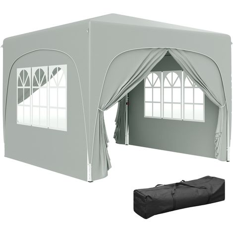 Gazebo da Giardino Pop-Up 300x300x273 cm Pieghevole con Altezza Regolabile e Protezione UPF50+ Grigio Chiaro (1/5)