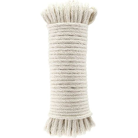 Corde tressée en coton naturel, multi-usages, corde à linge (12 mm x 15 m, blanc cassé) (1/5)