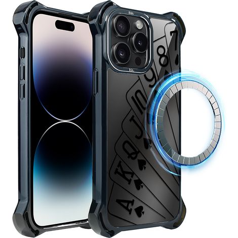 Custodia per iPhone 14 Pro ibizu DropGuard Ultra con MagSafe, Midnight, carte da gioco (1/5)