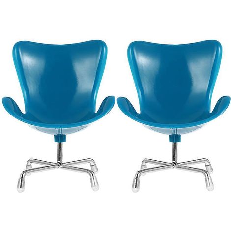 Lot de 2 chaises miniatures en plastique, fauteuil pivotant avec dossier, décoration miniature pour la maison (1/5)