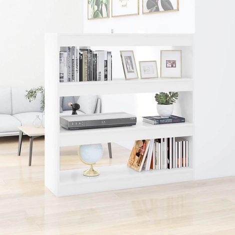 vidaXL Estantería de libros/divisor de espacios blanco 100x30x103 cm (1/5)