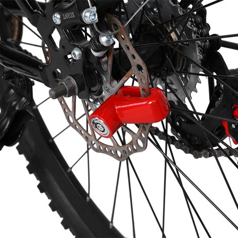 Cadenas de vélo métallique antivol pour freins à disque avec cadre plastique et clés rouge (1/5)