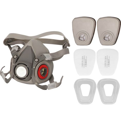 7 pièces écran facial anti-poussière réutilisable, masque demi-visage à double filtration avec lunettes de protection (1/5)