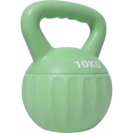 Kettlebell 10kg Sand-Filled, Non-Slip Grip, Green
