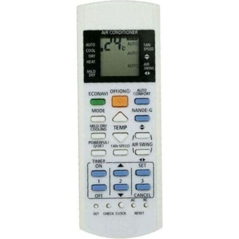 Panasonic Air Con Remote Control Commande à distance pour Air‑Con White ABS , XU,Télécommande de Remplacement pour Climatiseur A75C3300 3208 3706 3708 3883 3935 - (1/4)