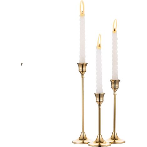 JSSEVN-3 Pièces Chandeliers en Laiton Doré,Bougeoirs, Chandeliers Décoratifs Vintage et Modernes pour Chandelier pour Manteau de Table (1/5)