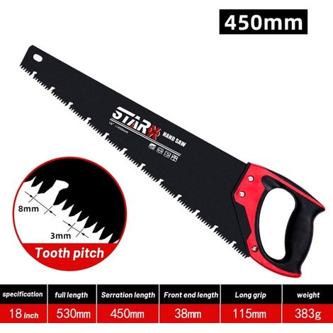 Scie Manuelle En Acier - Lame Trempée Anti-Rouille - Pour Bois Et PVC - Longueurs 400 450 500 Mm - 16 18 20 Pouces (1/5)