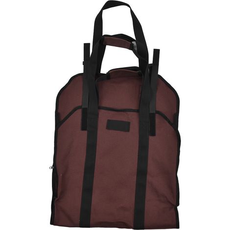 Sac de transport de bûches en toile Oxford, robuste et portable, pour le jardin - Marron (1/5)