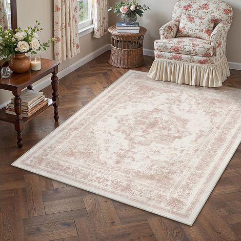 Rose Vintage Tapis Salon 120x180cm Lavable en Machine Rug AntidéRapant Carpet,Chambre Adulte Grand Rugs,Descente de Lit,Interieur Doux Poil Ras,Salle a Manger Carpets,Bureau (1/5)