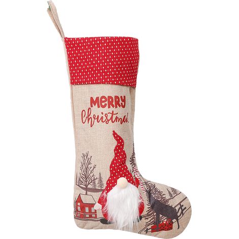Sac Chaussette De Noel Rudolph Style B A Pois Sac Cadeau Decoration Arbre De Noel Suspendu