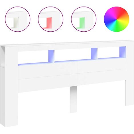 Maison Exclusive - Cabecero con LED madera de ingeniería blanco 2