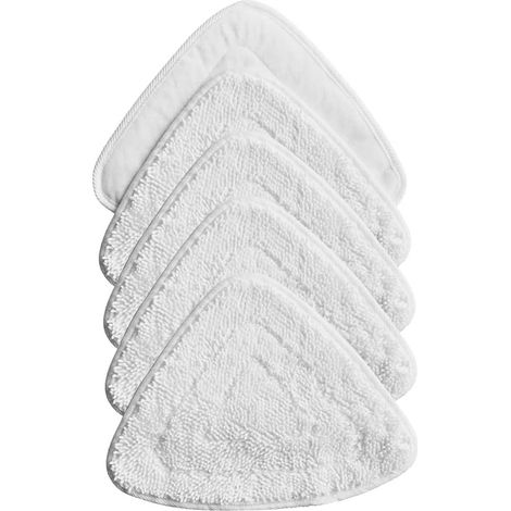 Vileda Lot de 5 tampons de rechange pour balai vapeur Vileda, chiffon de nettoyage triangulaire en microfibre (blanc) (1/4)