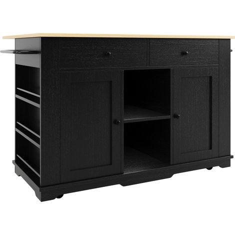 Kücheninsel mit Steckdose, klappbarer Servierwagen, MDF und Metall, schwarz MODENUIT (1/5)