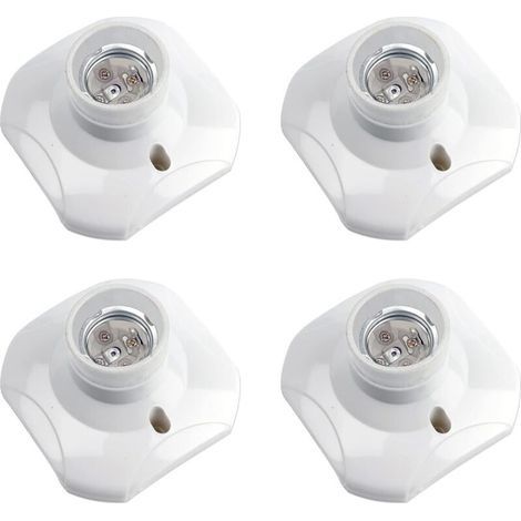 Douille Plafond E27 à Visser, Douille E27 Garage, AC 220-240V, Support Douille pour Ampoule LED, Base Plafonnier Culot E27, Base de Lampe Plastique Blanche pour Lampe au Mur, lot de 4 (1/4)