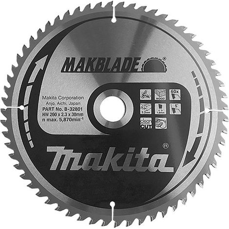 Lame de scie MAKITA B-32801 MakBlade 260 mm x 30 mm 60 dents