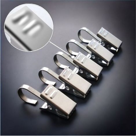 Set of 5 Metal Curtain Clips Shower Curtain Hooks, Silver (1/5)