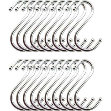 Ganci a S in acciaio inox, ganci da cucina, ganci a forma di S per appendere utensili da cucina (confezione da 20) (1/4)
