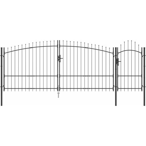 Gartentor mit Schloss Woerden Grau 125 x 400 cm Stahl