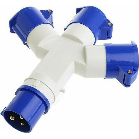 3-fach Steckdosenleiste mit 3-poligem Stecker, 16 A, 220 V, Schutzart IP44 – Steckdosenleiste für Wohnwagen/Wohnmobile/Boote, Baustellen, Industriesteckdosenverteiler (1/3)