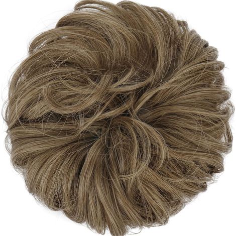 Diadema con extensiones de cabello, moño despeinado, marrón claro (1/5)