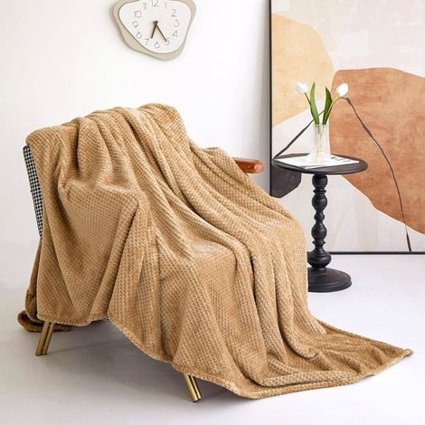 Plaid Polaire 150x200cm Dunkelblau – Weich und Warm – Wendbar (Khaki)