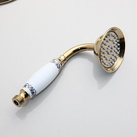 Pommeau de douche de salle de bain à jet pluie, pommeau de douche monojet (doré) (1/3)