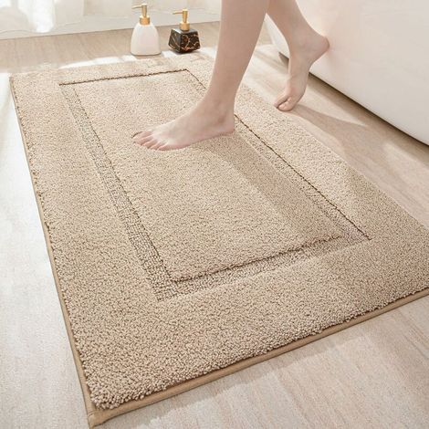 Badematte 60 x 110 cm, saugfähig und rutschfest, maschinenwaschbar, weiche Mikrofaser-Badematte für Badewanne, Dusche und Badezimmer (Beige) (1/5)