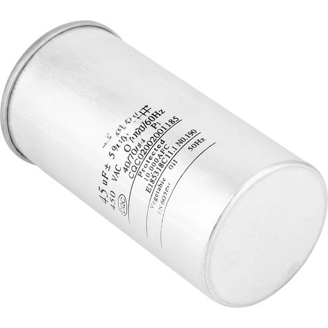 Condensador de lámina de aluminio CBB65 de 45 µF y 450 V para compresor de aire acondicionado, condensador de arranque. (1/4)
