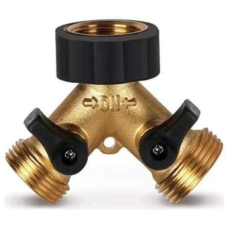 Répartiteur Raccord Robinet Tuyau d'Arrosage en Y 2 Voies pour Tuyaux d'Alimentation 3/4" (1/4)